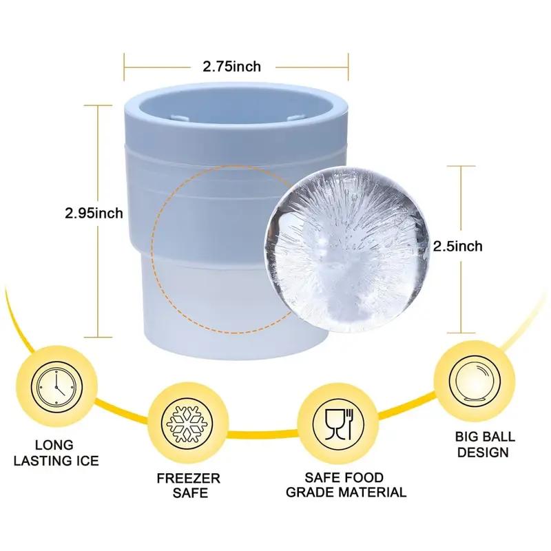 Ice Ball Mold, 2.5 Inch Large Round Ice Cube Maker, Slow Melting Sphere Ice Mold for Whiskey, Bourbon & Cocktails, Reusable Ice Tray, Kitchen Bar Accessory Ice Ball Mold, 2.5 Inch Large Round Ice Cube Maker, Slow Melting Sphere Ice Mold for Whiskey, Bourbon & Cocktails, Reusable Ice Tray, Kitchen Bar Accessory