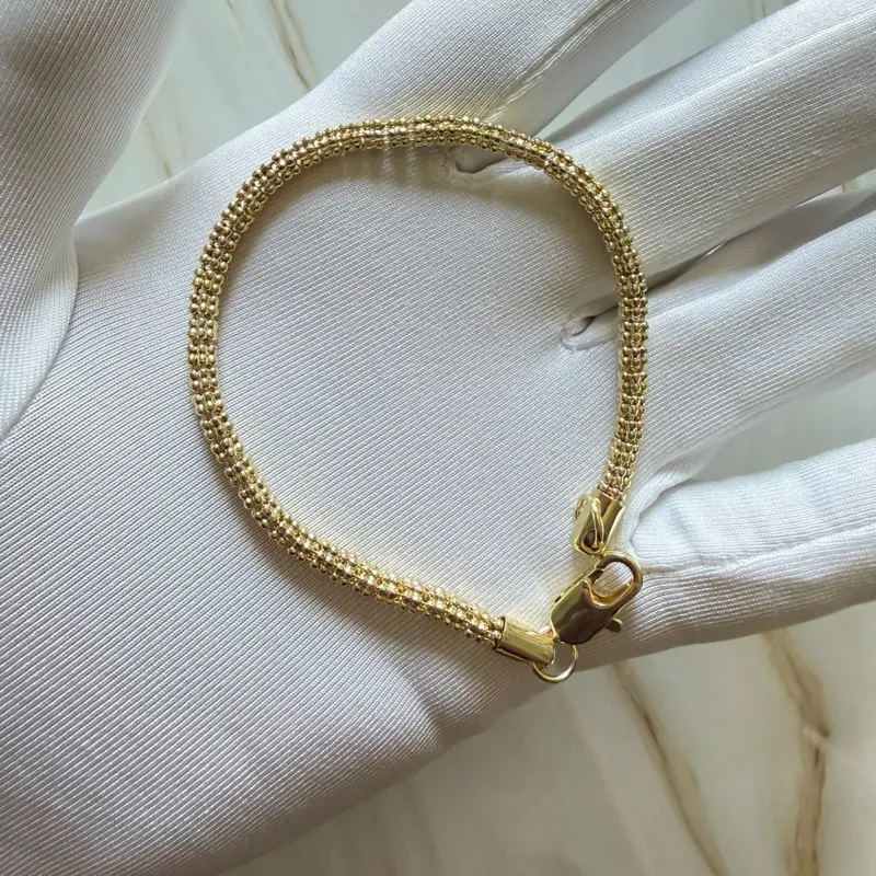 14k Gold-Plated Knit Ice Bracelet
