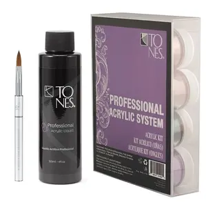 TONES Acrylic Powder Collection: Starter Kit w/ Monomer & #8 Brush 12 x 0.25 oz Professional Nail Art System.