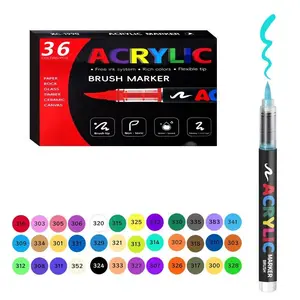 Watercolor Pen Set, Soft Tip Direct Liquid Acrylic Marker Set, DIY Graffiti Art Painting Watercolor Pens, Water-Based Markers