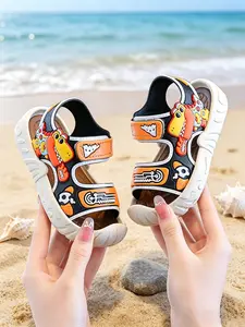 Boys' 3D Dinosaur Sandals, Anti-Scratch Soft Sole, Breathable Summer Shoes, Outdoor Beach Play, Cartoon Pattern, PVC Material