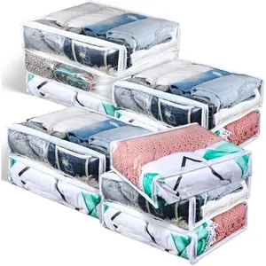 10 Pack Clear Storage Bags with Zipper Large Plastic Zippered Storage Bags for Blankets Clothes Sweaters Pillow Bed Sheet Storage Organizers 16 x 14 x 4 Inch