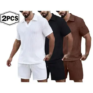 2026 summer fashion versatile breathable cool casual suit men's short sleeved shorts two-piece set