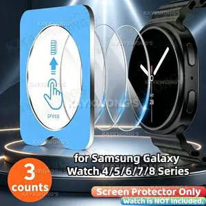 KAYKWONG'S 3-Piece Auto-Aligned Tempered Glass Watch Screen Protector for Samsung Galaxy Watch 4/5/6/7/8, Size 40mm/44mm/46mm/47mm, Scratch-Resistant, Daily Protection, Multiple Models Compatible