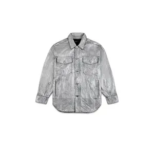 Oversized Silver Denim Shirt