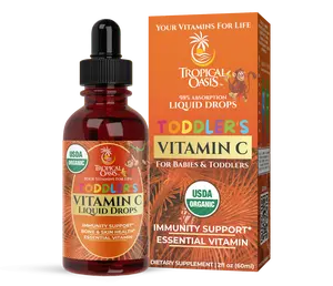 Tropical Oasis Toddler's Vitamin C Liquid Drops 60ml USDA Organic Acerola Extract 98% Absorption for Immunity