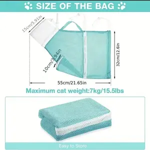 Escape-Proof Cat Grooming Bag - Stress-Free Bathing & Nail Trimming! Adjustable Cat Bathing Bag with Grooming Kit