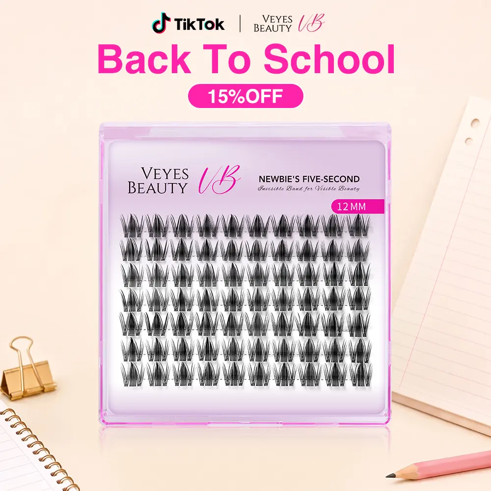 backtoschool VEYESBEAUTY Manga Single Length Cluster Lashes Newbie's Five-Second Invisible Band Wispy Lightweight Softness Weightless Makeup Eyelash Extensions,sunscreen,back to school