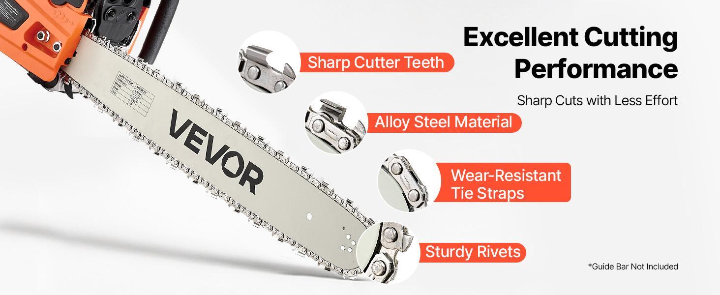 【BackToSchool】VEVOR Bar & Chainsaw Chain Combo 20" .325" Pitch .058" Gauge 76 Drive Links, Fits VEVOR CN-52G / CN-58G / CN-62G Gas Chainsaw, Alloy Steel, Replacement Guide Bar & Saw Chain with Sharp Cutter Teeth