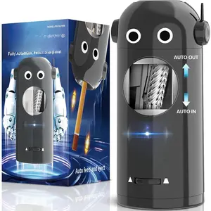 Electric Pencil Sharpener for Colored Pencils 7-11.5mm, Fully Automatic Robot Pencil Sharpener, Auto in & Out, Rechargeable Hands-Free for Classroom//Office,  Operated, PSX5RB, Gray