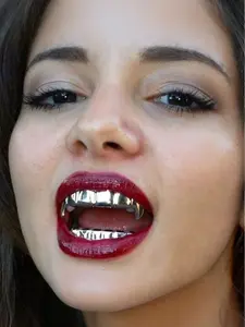 Trendy Punk Style Teeth Grills, Real Gold Plated Copper Material, Eco-Friendly, Unique Fashion Accessory, All Seasons Wear