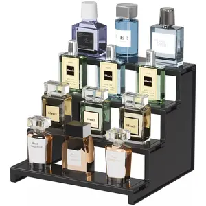 Plastic 9 Inch Dark Cologne Stand, Step Perfume Organizer Racks