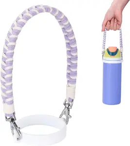 Water Bottle Handle Strap Compatible with Owala & Stanley Cups, Hand-Woven Lanyards Silicone Water Bottle Sling, Carrier, Holder with Strap