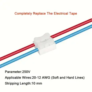 30pcs Push Push Fast Wire Cable Connector, 10A 220V 20-12AWG, 2 Pin Push Push Spring Loaded Electrical Connector for Lighting Electrical and Automotive Wiring Electrical