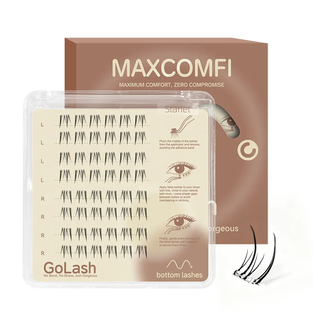 Maxcomfi Bottom Lashes | Maxcomfi Individual Lower Lashes , Natural Under Eye False Lashes , Starlet Style Comfortable False Eyelashes for Makeup Application