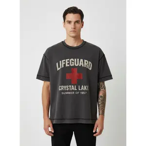 Vintage Black Stitch Tee — “Crystal Lake Lifeguard (Summer of 1957)