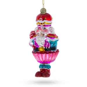 Nutcracker with Cupcake Blown Glass Christmas Ornament