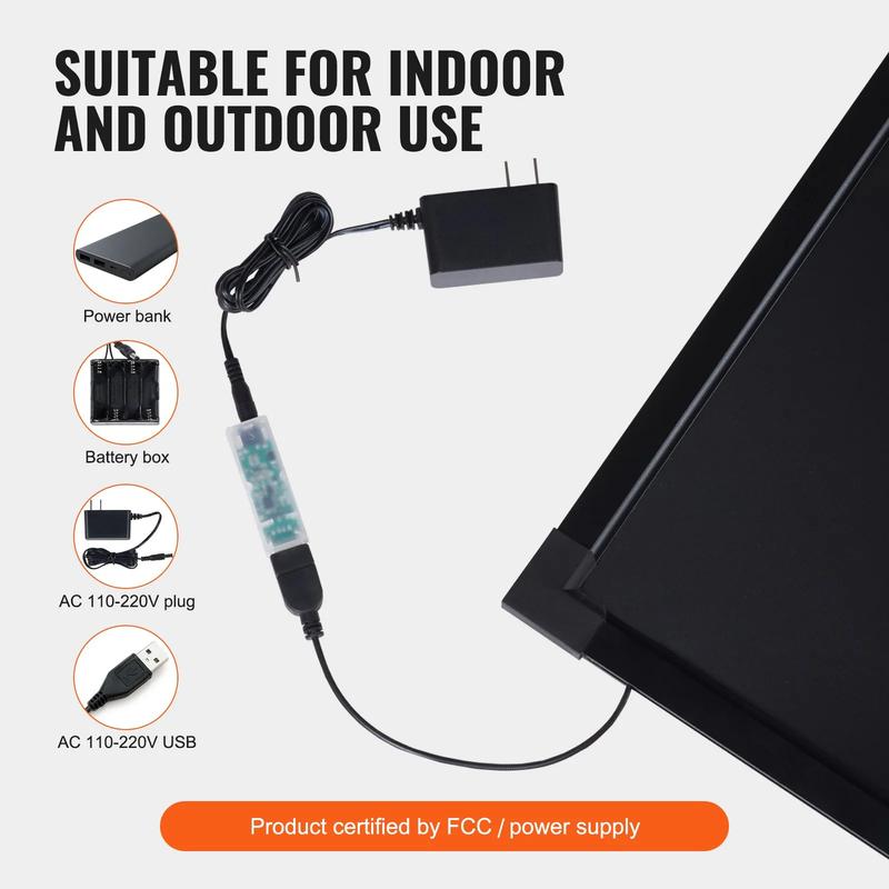 VEVOR LED Message Writing Board, TikTokShopBlackFriday, 24"x16" Illuminated Erasable Lighted Chalkboard, Neon Effect Menu Sign Board, Drawing Board with 8 Fluorescent Chalk Markers and Remote Tested to UL Standards