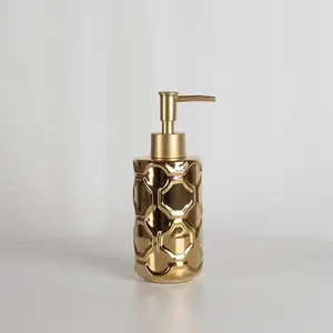 Luxury Diamond Ceramic Bathroom Accessories, American Knitted Exterior Style, Cylindrical Dispenser Bottles for Soap Shampoo Shower Gel Body Lotion, Cute and Cozy Bathroom Decor Gift