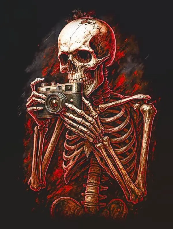 Ready-to-Press Halftone Skull DTF Heat Transfer - Direct-to-Film Transfer for Crafts, Cotton-Polyester Garments, Black Fabric Exclusive Compatibility
