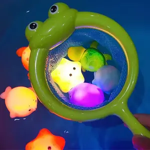 Baby Cute Animal Bathtub Toy, LED Light Up Swimming Water Plaything, Soft Rubber Floats, Induction Glowing, Fun Sensory Gift for Kids