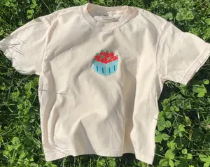 Strawberry Cropped Boxy Tee on Comfort Colors T-Shirt | Cute Summer Tops for Women