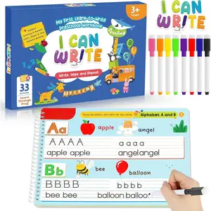 P-ITC036    Preschool Learning Activities, Tracing Activity Books , Dry Erase Preschool Kindergarten Workbooks, Alphabet Learning Educational props, Classroom Must Haves, Back to School Gifts