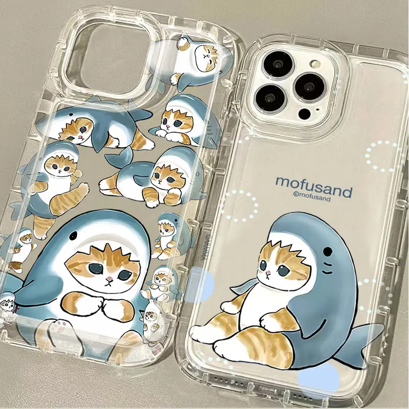 Cute Cartoon Mofusand Cat Clear Phone Case For iPhone 16 15 14 13 12 11 Pro  Max XS X XR 8 7 Plus SE 2020 Soft Silicone Back Capa - TikTok Shop