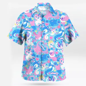 2026 Hot Hawaiian Sets PKM [FREESHIP] Fresh Summer – Youthful – Bold with the Cute PKM Hawaiian Shirt – Pink and Blue Tropical Vibes