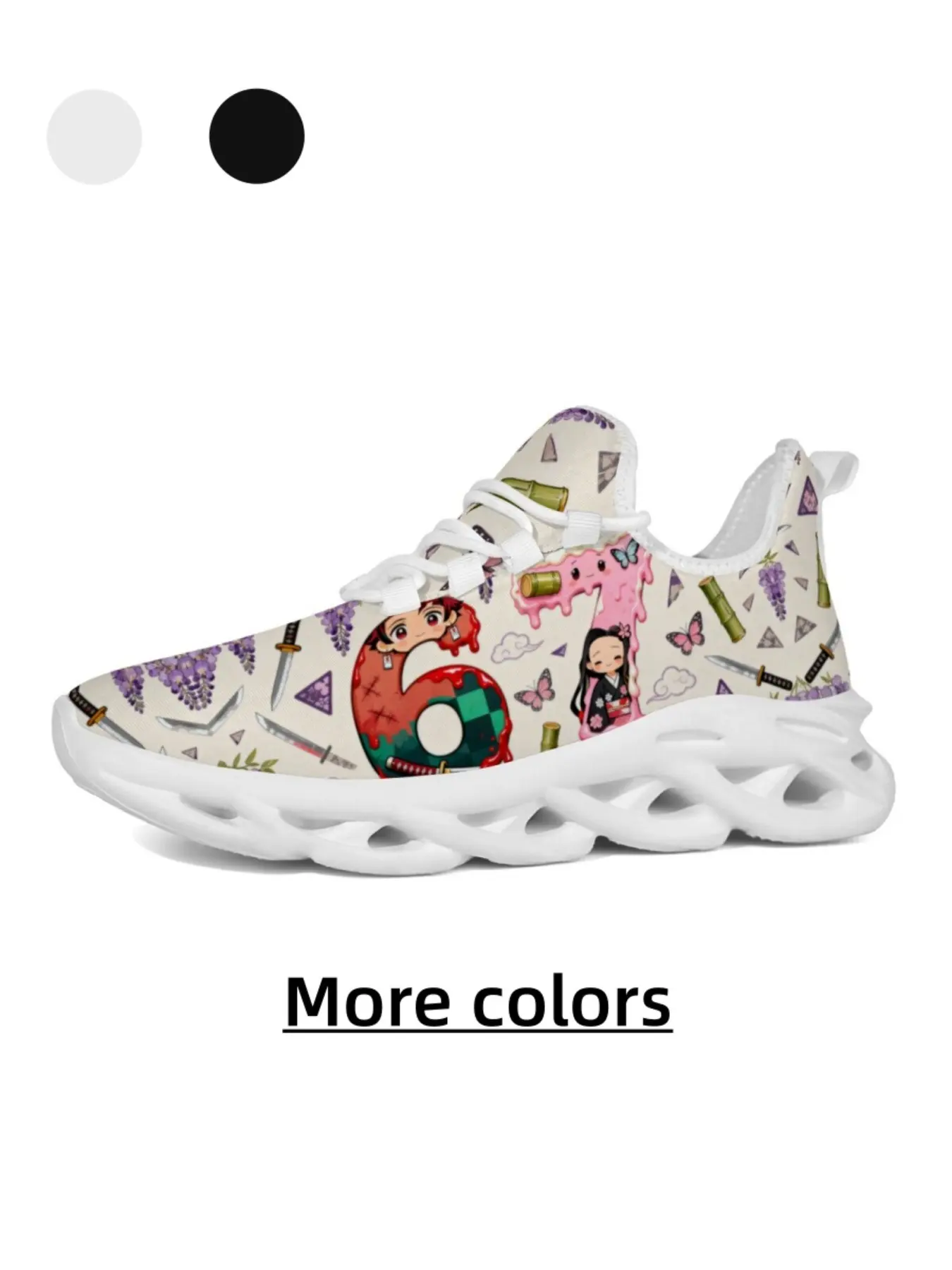 Minimalist & Fresh - Unisex Cartoon Japanese Style Wisteria & Number 67 Print Casual Sneakers Sports Shoes Footwear - Skin-Friendly & Breathable, Non-Slip & Wear-Resistant, Versatile for Daily Outings, Campus Wear & Light Sports