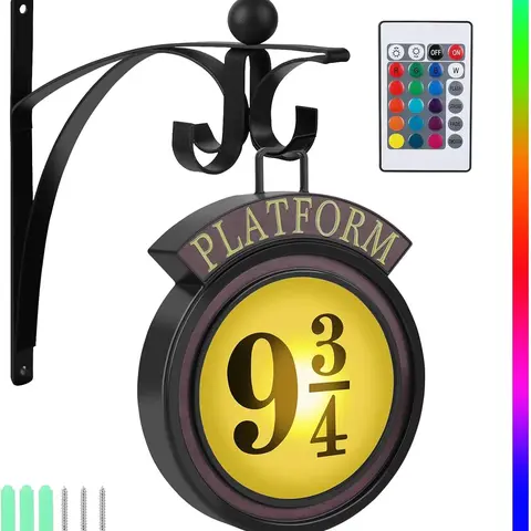 Platform 9¾ Magic Night Light , Remote Control, Wall Hanging Décor for Harry Fans, Perfect Christmas, Halloween, and Birthday Gift