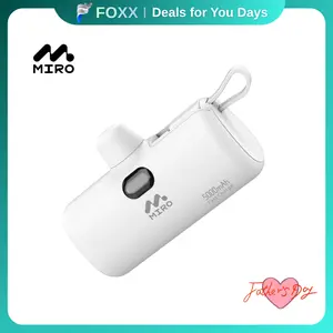 B3 MIRO Power Bank – 5000mAh Compact Portable Charger, 22.5W Fast Charge, Dual Interface (Type-C & Lightning), White Capsule Design – Travel, Daily Use, Outdoor Adventures, Convenient Charging, Ideal Gift for Tech Enthusiasts & Frequent Travelers