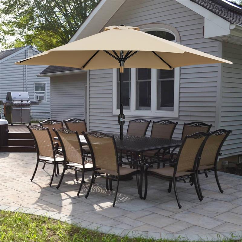【On Sale】 Yaheetech 7.5/9/10FT Patio Umbrella w/ Push Button Tilt and Crank, Outdoor Garden Table Umbrella for Garden, Deck, Backyard, Pool, Beach