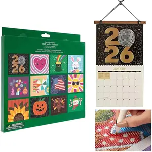 2026 Diamond Painting Calendar Set Gift Box, Christmas Art Calendar Kit, 12-Month DIY Craft, Home Decor for New Year Gifts