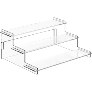 3 Tier Clear Acrylic Display Risers Stand Cupcake Holder Perfume Organizer Shelf for Figures Collection Dessert Party Decoration and Organization