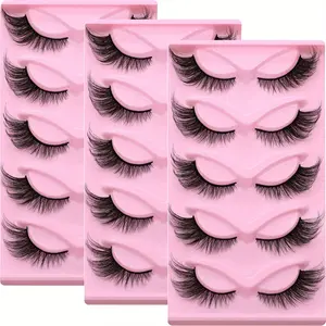 Self-Adhesive False Eyelashes | 15 Pairs Cat Eye Style | J-Curl, Lightweight & Reusable | Natural Look, Easy To Apply | Multi-Size 10-12mm To 21mm Length | Eye Shape Enhancing | Suitable for Daily Wear Makeup