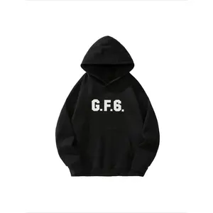 Unisex Retro Letter Print Ribbed Hem Oversized Hoodie Sweatshirt - Longsleeve Pullover, Classic Fabric, Front Pocket, Menswear Casual Sports Top, Streetwear Essential