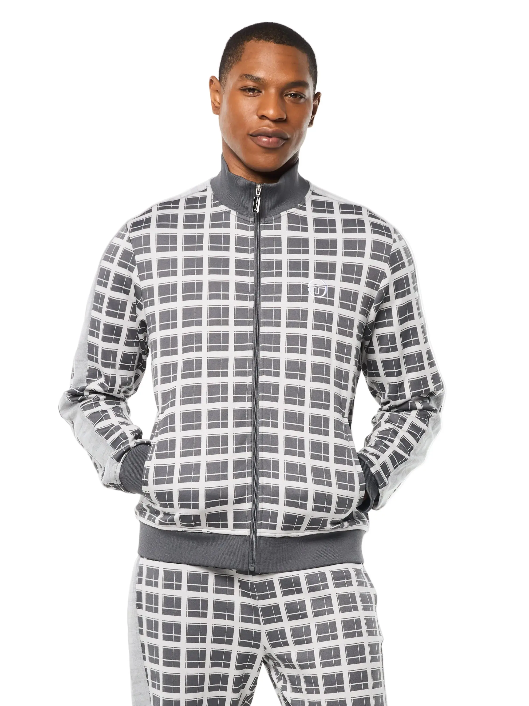 Damarindo Check Track Jacket- Quiet Grey