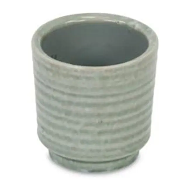 Cheungs 5658GRN Celadon Rippled Ceramic Planter, Green