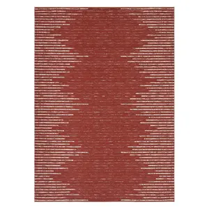 Red Modern 8 x 10(ft) Rectangular Washable Indoor Soft Non Slip Geometric Area Rug with Stripped Lines-B
