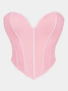 New Black Matte Textured Strapless Tight Fit Bustier Top For Women