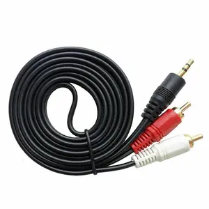 3.5mm JACK Male to 2 RCA Plug 5FT, Aux Audio Headphone Jack Converter Adapter Cable Cord
