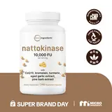 Micro Ingredients Nattokinase (Derived from Japanese Natto) 10,000FU Complex, 240 Vegetarian Capsules | with Coq 10, Turmeric, Aged Garlic & More, Non-GMO, No Gluten