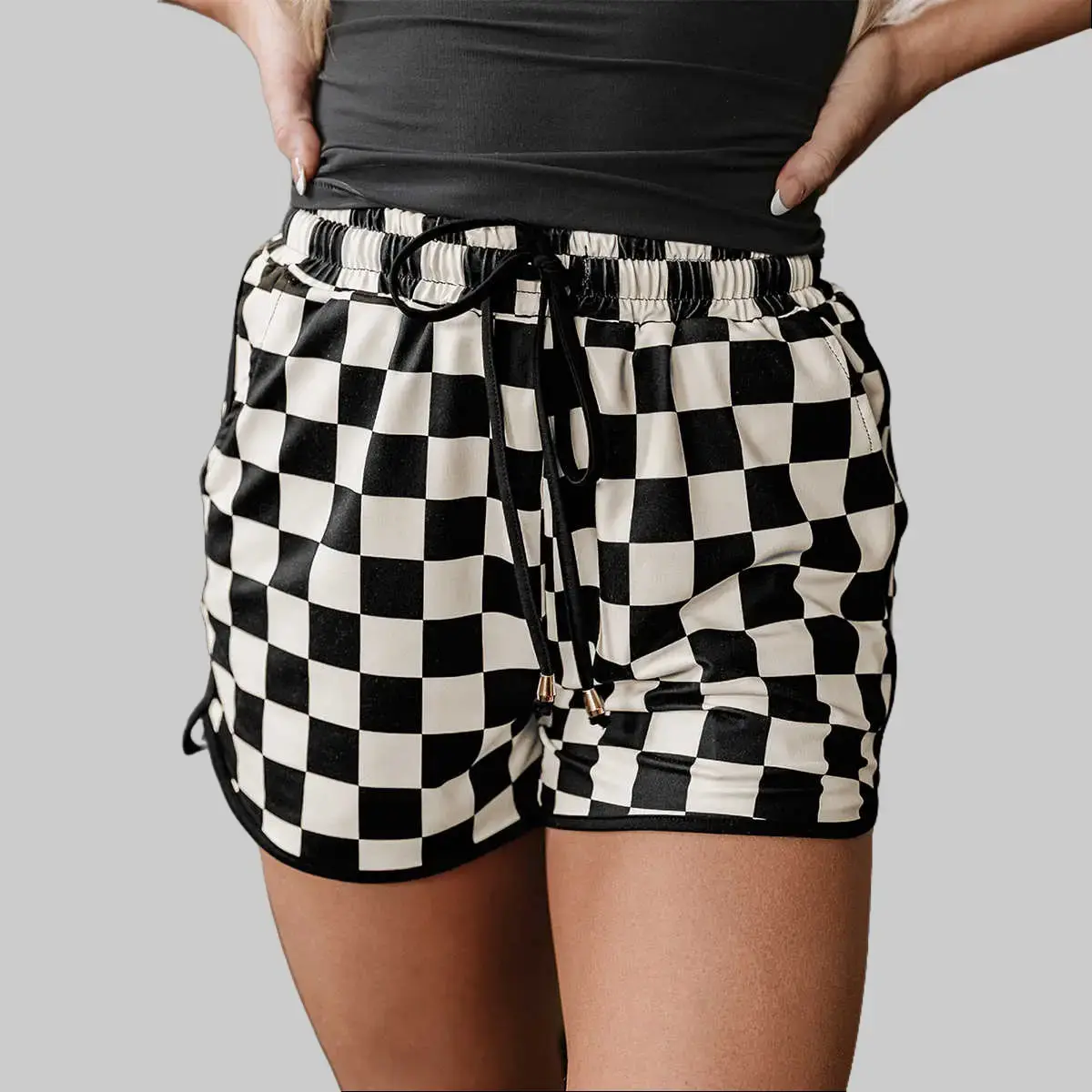 Dear-Lover Women's Shorts - Casual Checkered Style with a Stretch Fit and Drawstring Waist for Everyday Wear