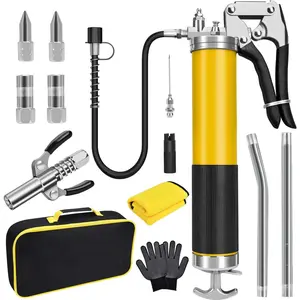 Kit, 7000 PSI Heavy Duty  Grip   with 14 oz Capacity, Includes 18 Inch  Flex Hose, Double Handle  Coupler and Other Accessories,   for Automotive, Marine