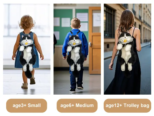 【TikTokShopBacktoSchool】Chongker Stylish Daypack Plush Cat Backpack - Realistic Stuffed Animal Fashion Accessory & Unique Gift for Cat Lovers - 1 Set Gift Wrap 7