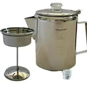 Stainless Steel Coffee Percolator Set 5-Piece with 4 Mugs for Camping & Stove Top Use Durable Easy Clean Versatile Coffee Maker