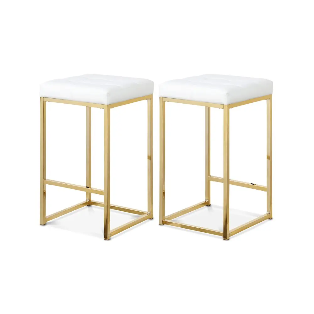 Nicola White Vegan Leather Stool, Set of 2