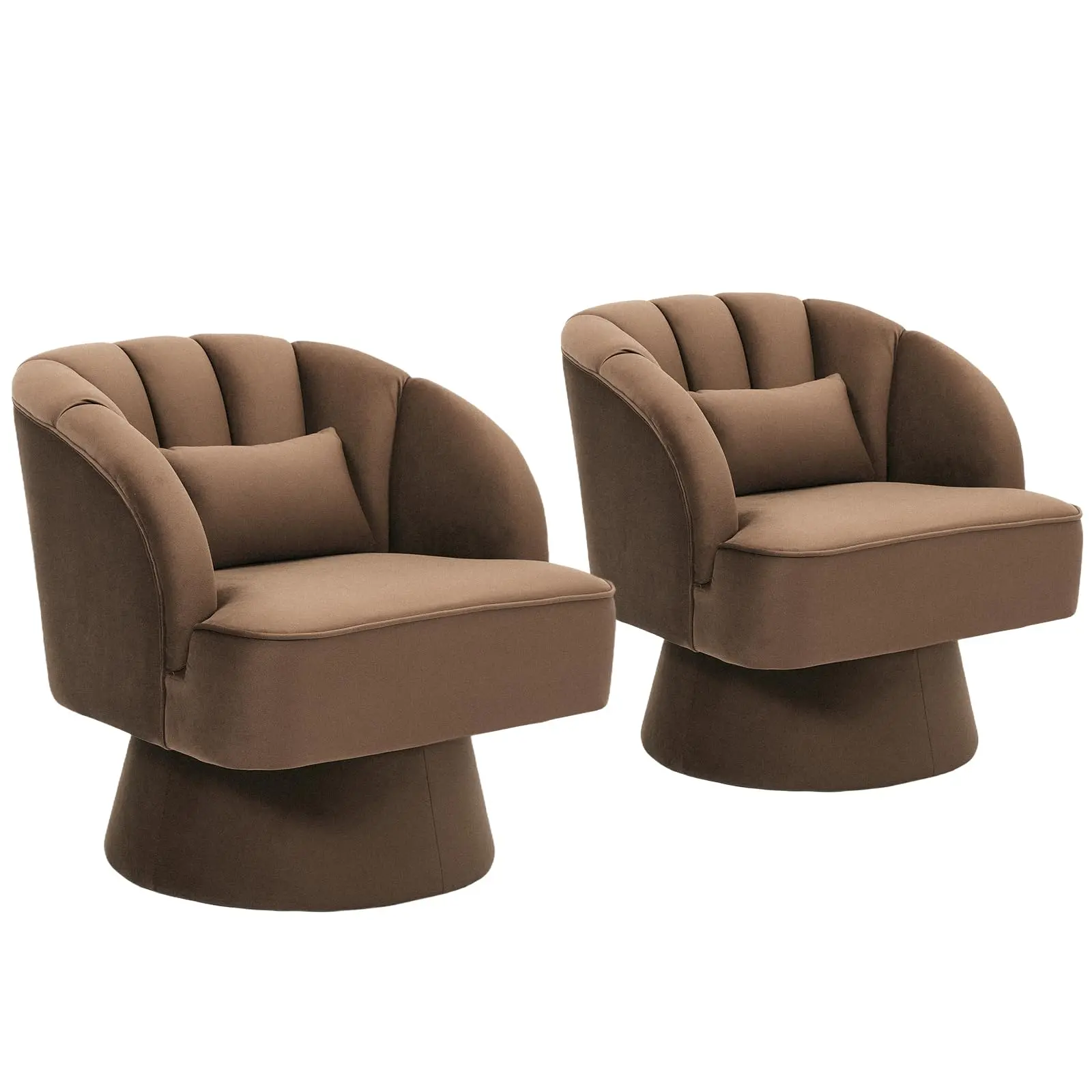 2‑Pack Modern Swivel Barrel Accent Chair – 360° Velvet Upholstered Round Armchair with Plush Cushion & Armrests – Comfy Oversized Lounge Chair for Living Room, Bedroom, Reading Nook
