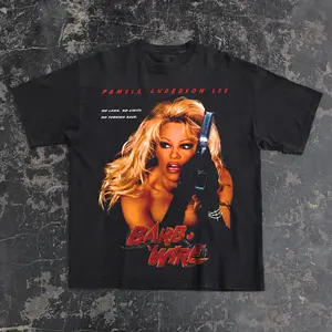VINTAGE PAMELA ANDERSON 'BARB WIRE' 1996 BLACK T-SHIRT SWEATSHIRT HOODIE MADE IN USA REPRINT